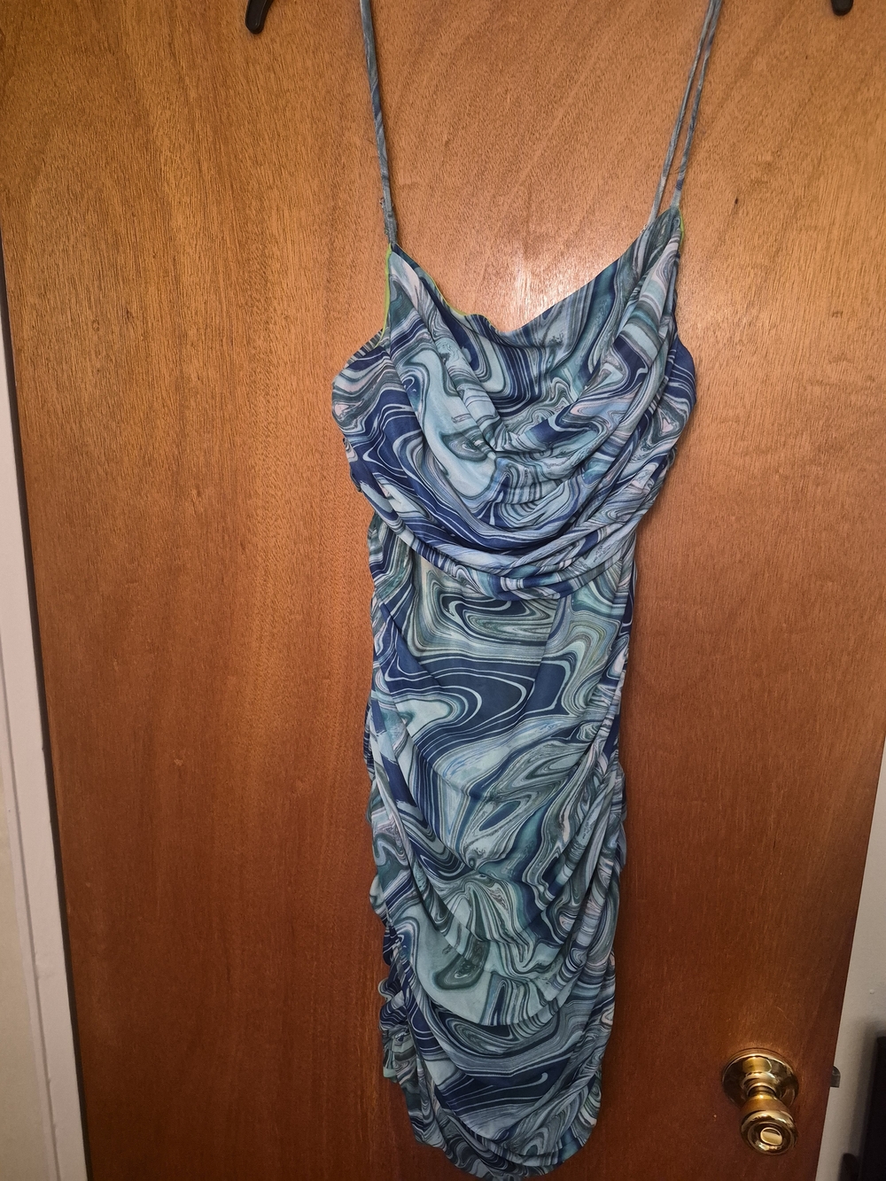 Women's Blue Marble Slip Dress